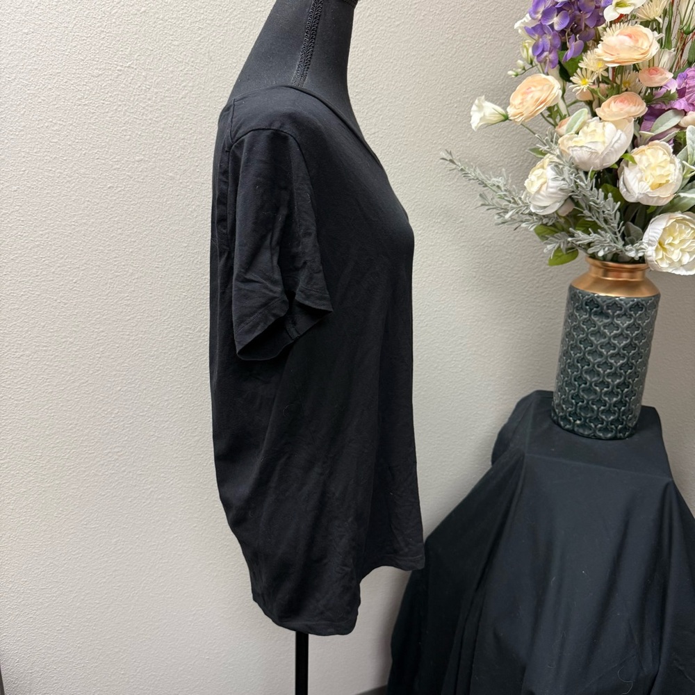 HUE SleepWell Black V-Neck Short Sleeve Tee Shirt Top XL Modal Blend - Picture 4 of 6